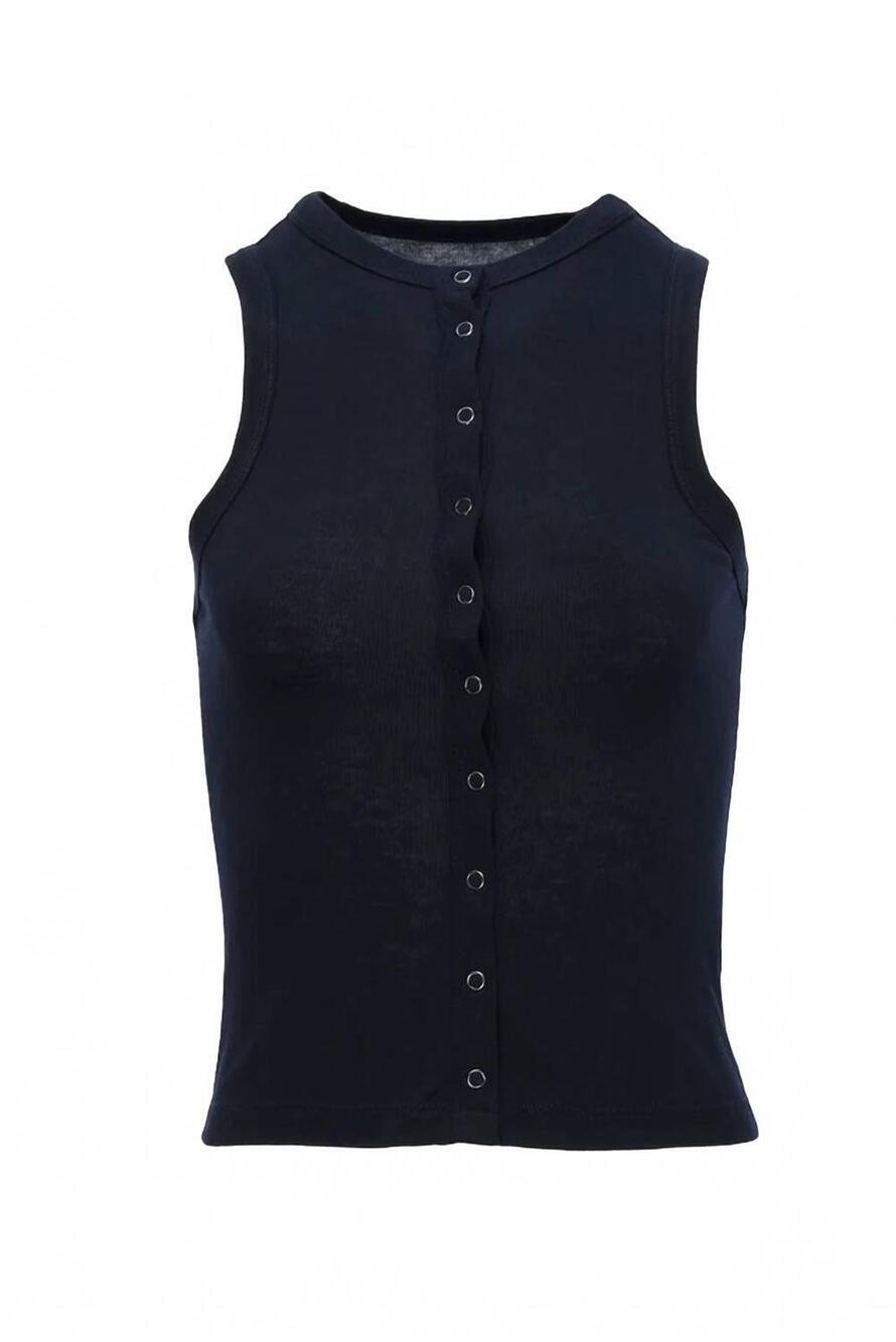 NEW AYA MUSE women's button-up tank in navy
